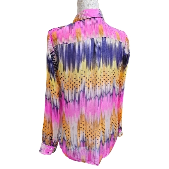 Anthropologie Leifsdottir Colorful All Silk Button Up Long Sleeve Blouse Size 0 - Picture 5 of 12